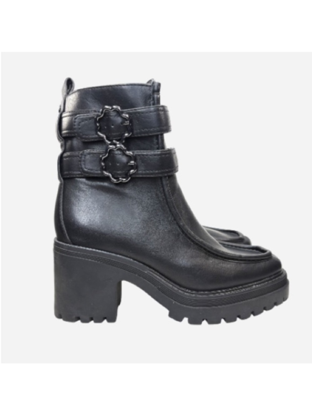 Sam & Libby Black Chunky Heel Ankle Boots - Women's Fashion Sz 8